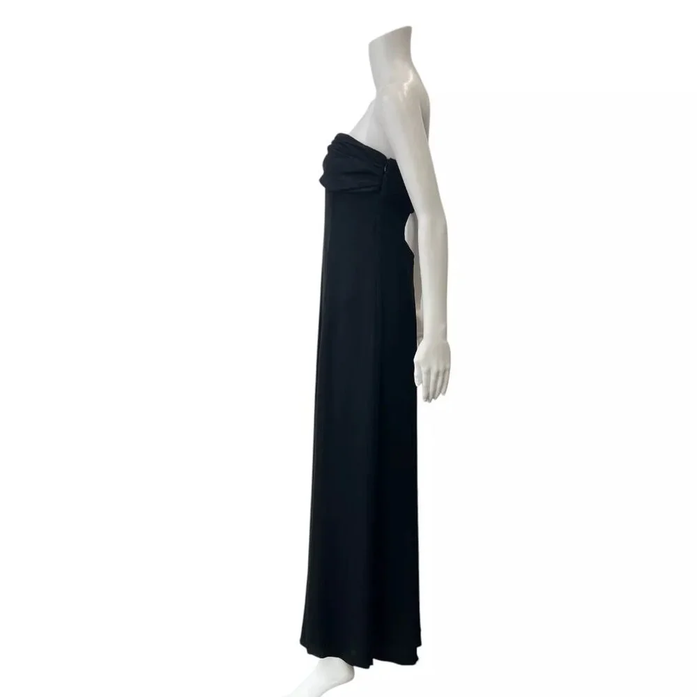 Armani Collezini Black Ruched Strapless Maxi Open Back Dress - Picture 7 of 12